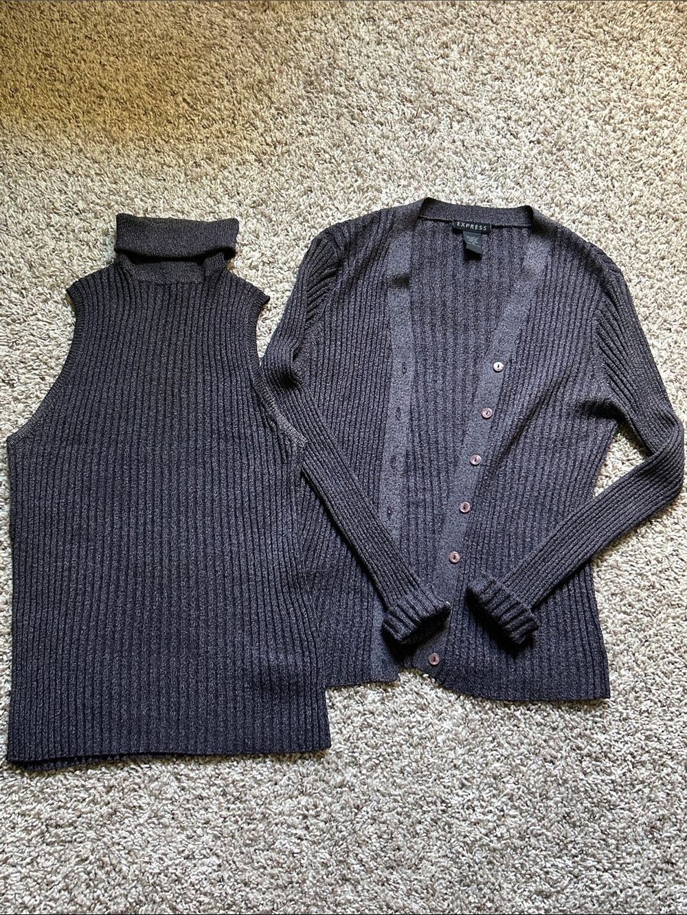 Plum colored sweater with matching turtleneck